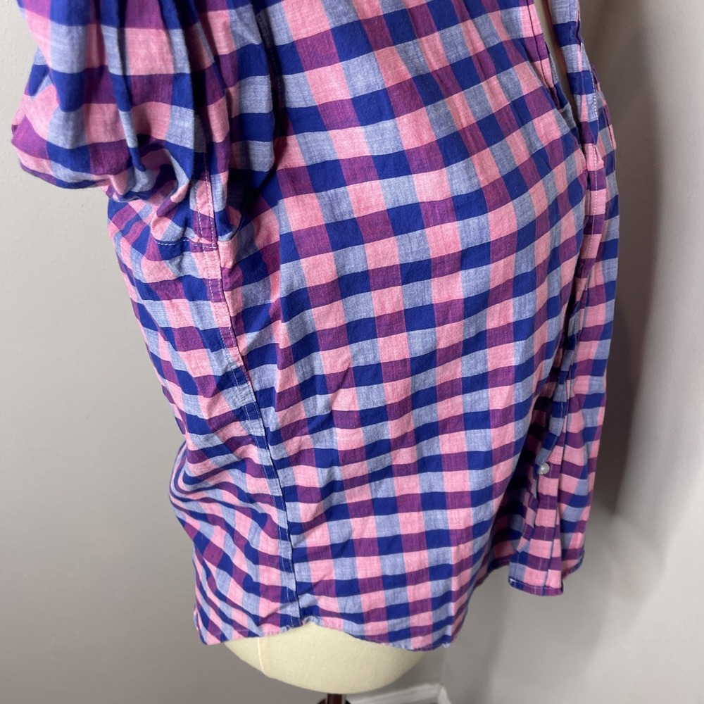 Frank & Eileen "Eileen" Cotton Long Sleeve Pink Blue Button-front Oxford XS - Picture 5 of 9